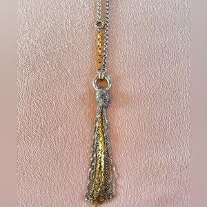 Brighton 'In the Mix', long silver plated, and brushed gold tassel necklace